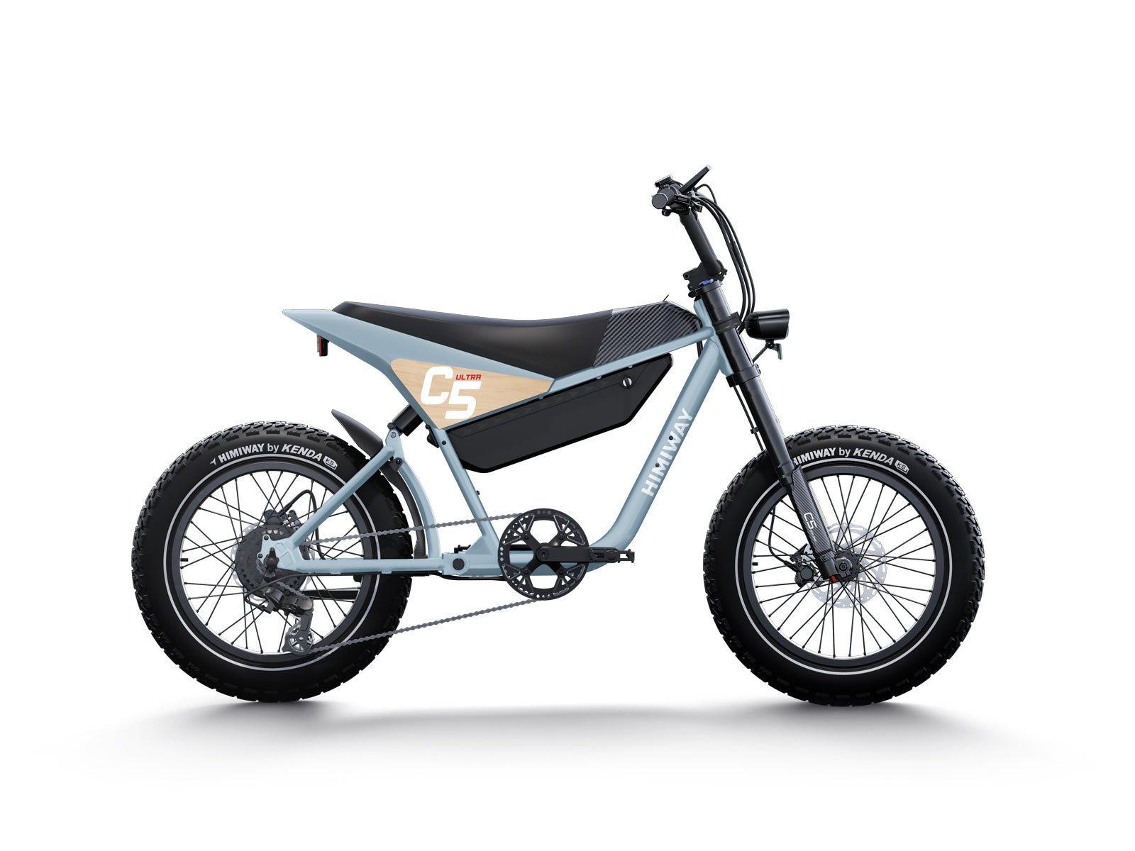 Graublau Version vom Himiway C5 Ultra E-Bike im Motorrad-Stil