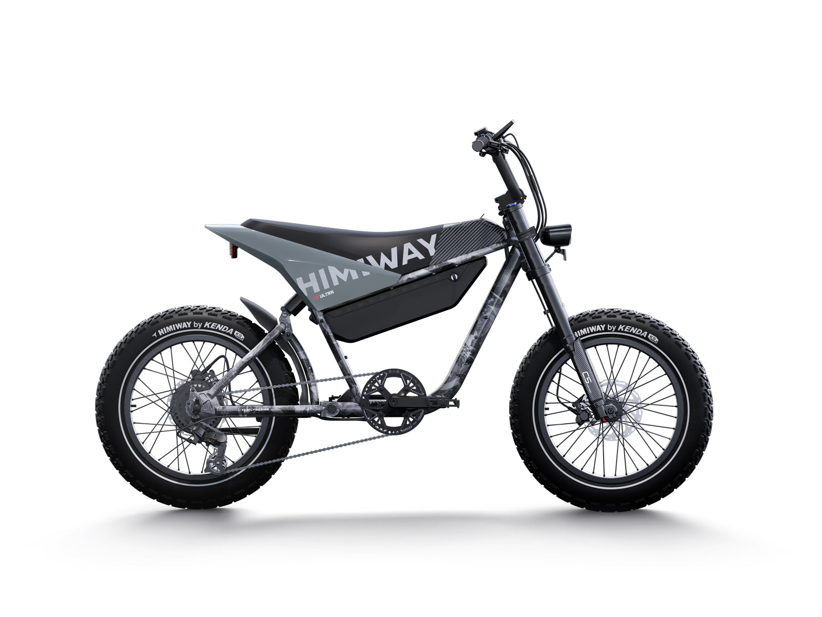 Tintengrau Version vom Himiway C5 Ultra E-Bike im Motorrad-Stil