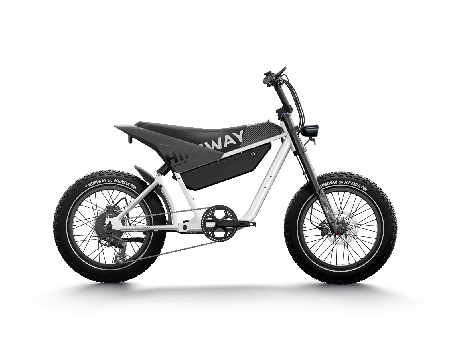 Weiß Version vom Himiway C5 Ultra E-Bike im Motorrad-Stil